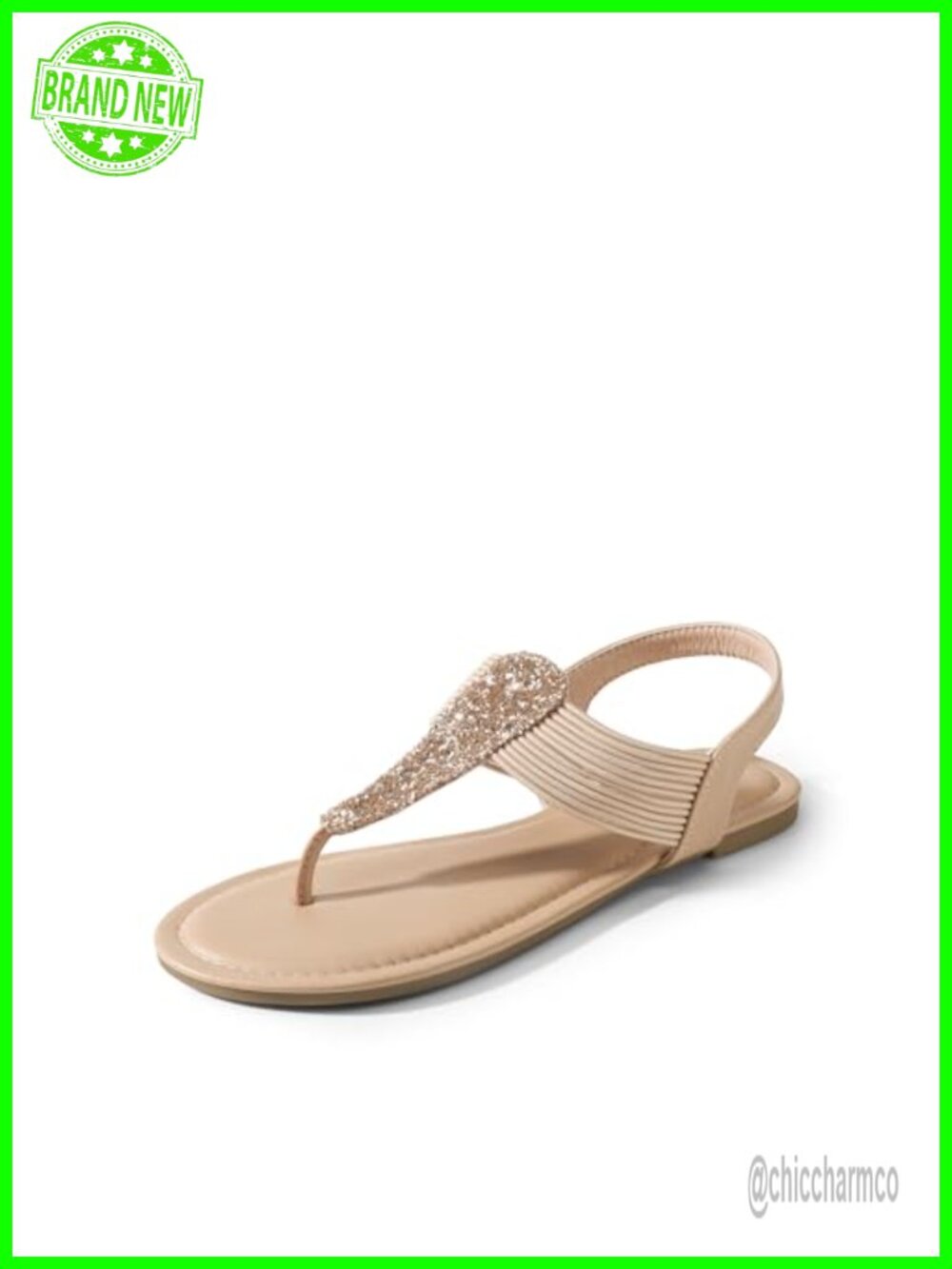 Elastic Strappy Gladiator Flat Sandals with Rhinestones